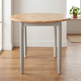 Alcor Round Wooden Drop Leaf Dining Table In Oak And Grey