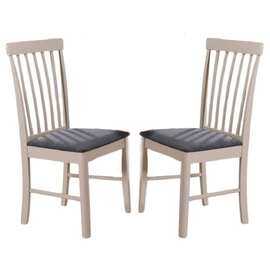 Alcor Stone Grey Wooden Dining Chairs With Fabric Seat In Pair