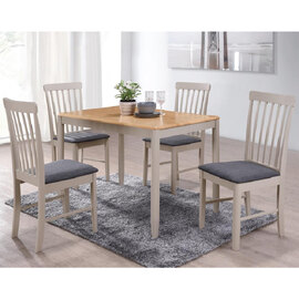 Alcor Wooden Dining Table With 4 Chairs In Oak And Grey