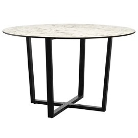 Aldgate Large Wooden Dining Table In White Marble Top