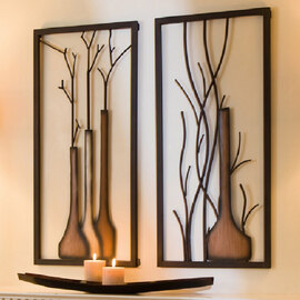 Aldgate Metal Set Of 2 Branch Duo Wall Art In Brown