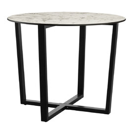Aldgate Small Wooden Dining Table In White Marble Top
