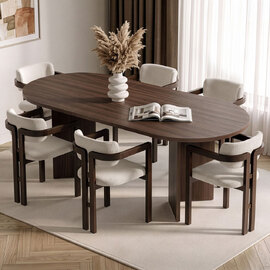 Aleria Wooden Extending Dining Table with 6 Chairs in Walnut and White