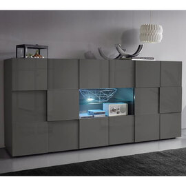 Aleta High Gloss Sideboard With 2 Doors 2 Drawers In Grey And LED