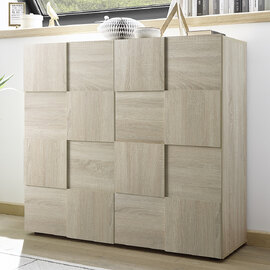 Aleta Wooden Highboard With 2 Doors In Sonoma Oak