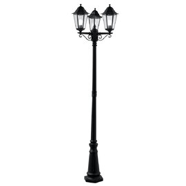 Alex Ip44 Black 3 Light Outdoor Post Lamp With Clear Glass