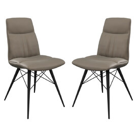 Alexander Taupe Leather Dining Chairs In Pair