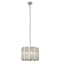 Alexandra 5 Pendant Light In Satin Silver With Aquatex Glass