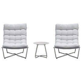 Alfira Garden Aluminium Duo Set with Ceramic Glass Top Table in Taupe and Grey
