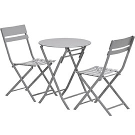 Alfira Garden Steel Bistro Table Set In Taupe