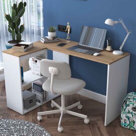 Algarve Wooden Corner Laptop Desk in White and Oak