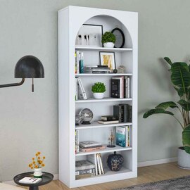 Algarve Wooden Display Cabinet with 6 Shelves in White