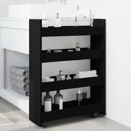 Algona Wooden Kitchen Trolley With 4 Shelves In Black