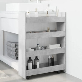 Algona Wooden Kitchen Trolley With 4 Shelves In Concrete Grey