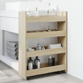 Algona Wooden Kitchen Trolley With 4 Shelves In Sonoma Oak