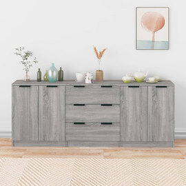 Algot Sideboard With 4 Doors 3 Drawers In Grey Sonoma Oak