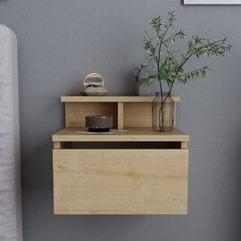 Alice Wooden Wall Mounted Bedside Cabinet in Oak