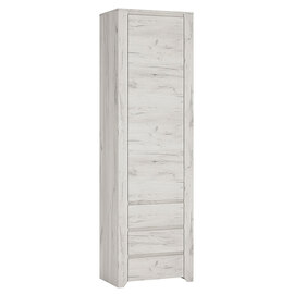Alink Tall Narrow 1 Door 3 Drawers Bookcase In White