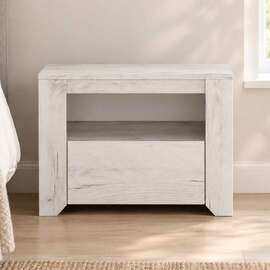 Alink Wooden Bedside Cabinet with 1 Drawer in White