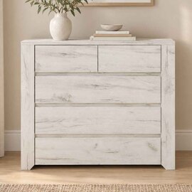 Alink Wooden Chest Of 5 Drawers in White