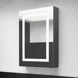 Aliso Bathroom Mirrored Cabinet In Grey With LED