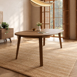 Alisto Round Wooden Extending Dining Table in Smoked Oak