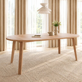 Alisto Round Wooden Extending Dining Table in White Oak