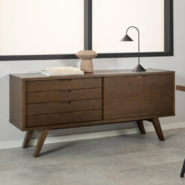 Alisto Wooden TV With 4 Drawers 1 Door In Smoked Oak