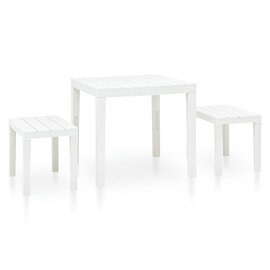 Aliza Plastic Garden Dining Table With 2 Benches In White