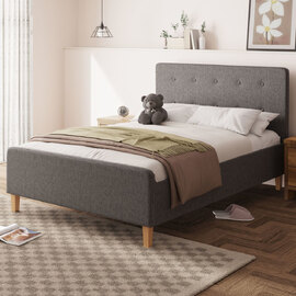 Alkham Fabric Ottoman Storage Double Bed In Dark Grey