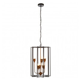 Allais 6 Bulbs Pendant Light In Matte Black And Bronze