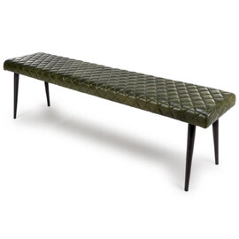 Allen Leather Dining Bench In Green
