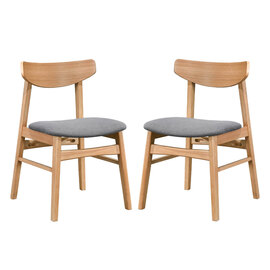 Allen Oak Wooden Dining Chairs In Pair