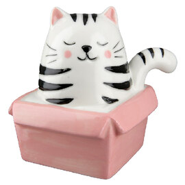 Allen Porcelain Cat Sculptures - Pink And White