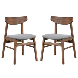 Allen Walnut Wooden Dining Chairs In Pair