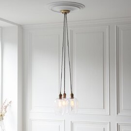 Allston 3 Clear Glass Pendant Ceiling Light In Antique Brass