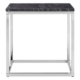 Allston Black Marble Square End Table With Silver Frame