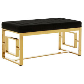 Allston Black Velvet Seating Bench With Gold Square Frame