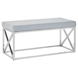 Allston Blue Velvet Seating Bench With Silver Cross Frame