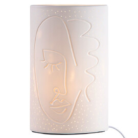 Allegan Large Porcelain Face Design Table Lamp In White