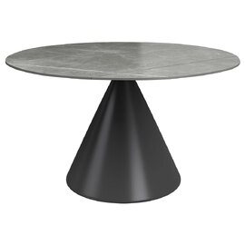 Allston Round Ceramic Extending Dining Table In Matte Grey
