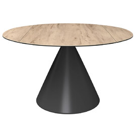 Allston Round Ceramic Extending Dining Table In Oak Effect