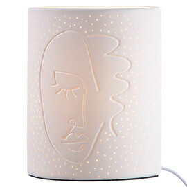 Allegan Small Porcelain Face Design Table Lamp In White