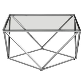 Alluras Large Clear Glass End Table With Twist Silver Frame