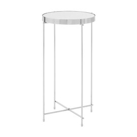 Alluras Tall Silver Glass Side Table With Chrome Frame