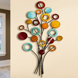 Alperton Metal Circle Flower Wall Art In Multicoloured