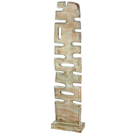 Alperton Small Mango Wood Organic Standing Sculpture in Blue and Natural
