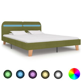 Alpharetta Fabric King Size Bed In Green With LED