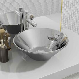 Alpharetta Round Countertop Basin Without Waste 420mm Wide 0TH - Silver