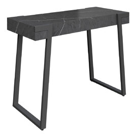 Alpine Wooden Console Table In Grey Marble Effect